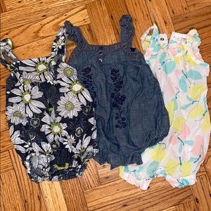 Set of 3 Bubble Rompers baby girl